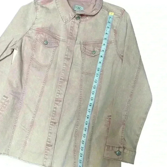 LOGO by Lori Goldstein Denim Jacket Washed Out Light Pink Size 12 - Picture 11 of 12